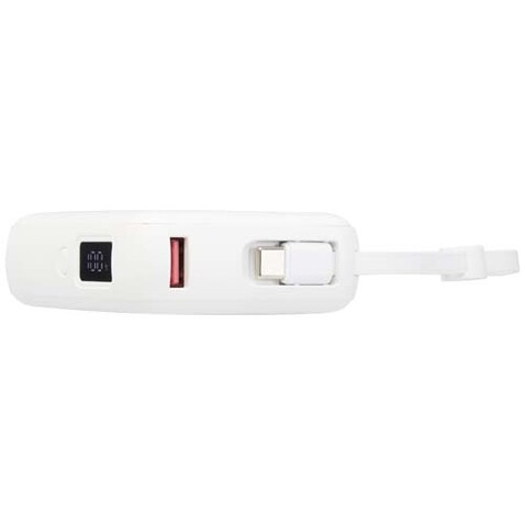 Acrux 35 W 10.000 mAh Tablet Powerbank mit integriertem Typ-C-Kabel aus recyceltem Kunststoff, weiss bedrucken, Art.-Nr. 12445001