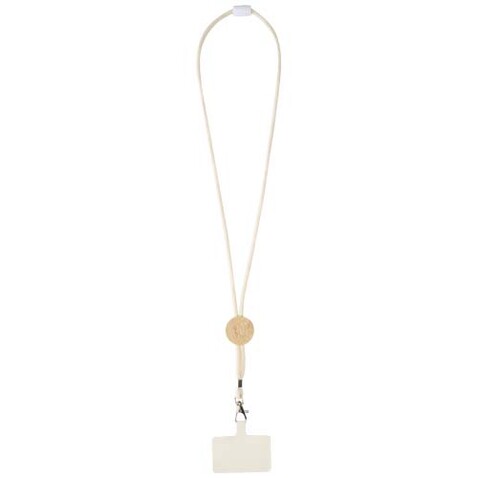 Adhab Smartphone Lanyard mit Bambusdetails, weiss bedrucken, Art.-Nr. 12445601