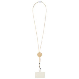 Adhab Smartphone Lanyard mit Bambusdetails, weiss bedrucken, Art.-Nr. 12445601