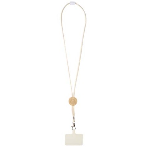 Adhab Smartphone Lanyard mit Bambusdetails, weiss bedrucken, Art.-Nr. 12445601