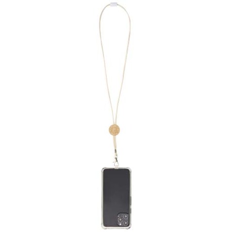 Adhab Smartphone Lanyard mit Bambusdetails, weiss bedrucken, Art.-Nr. 12445601