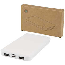 Intan 10 W 10.000 mAh Powerbank aus recyceltem Kunststoff, weiss bedrucken, Art.-Nr. 12445801