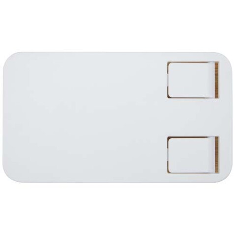 Alfirk Klappbare Smartphonehalterung aus recyceltem Kunststoff mit Bambusdetails, weiss bedrucken, Art.-Nr. 12446401 Alfirk Klappbare Smartphonehalterung aus recyceltem Kunststoff mit Bambusdetails, weiss bedrucken, Art.-Nr. 12446401