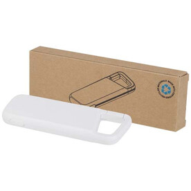 Alkes 12 W 5.000 mAh wasserfeste Powerbank aus recyceltem Kunststoff mit Karabinerhaken, weiss bedrucken, Art.-Nr. 12447001
