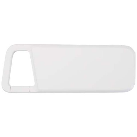 Alkes 12 W 5.000 mAh wasserfeste Powerbank aus recyceltem Kunststoff mit Karabinerhaken, weiss bedrucken, Art.-Nr. 12447001