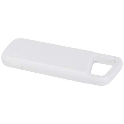 Alkes 12 W 5.000 mAh wasserfeste Powerbank aus recyceltem Kunststoff mit Karabinerhaken, weiss bedrucken, Art.-Nr. 12447001