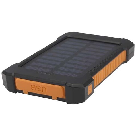 Altair 10 W 5000 mAh robuste Solar Powerbank aus recyceltem Kunststoff mit integrierter Taschenlampe, schwarz bedrucken, Art.-Nr. 12447190