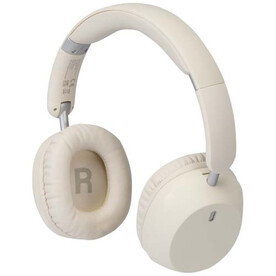 Hoggar Falltbare Over Ear Kopfhörer mit ANC und ENC aus recyceltem Kunststoff, weiss bedrucken, Art.-Nr. 12447301