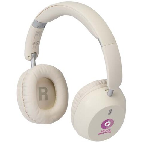 Hoggar Falltbare Over Ear Kopfhörer mit ANC und ENC aus recyceltem Kunststoff, weiss bedrucken, Art.-Nr. 12447301