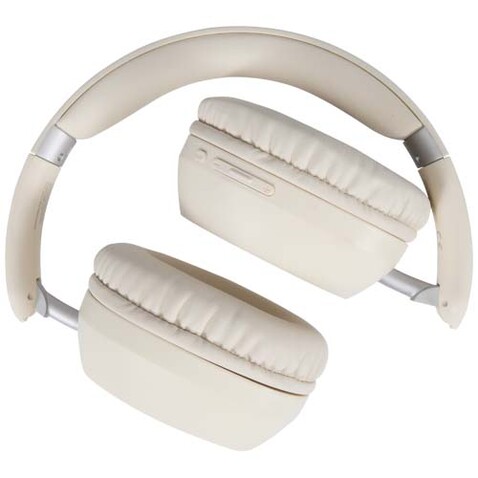 Hoggar Falltbare Over Ear Kopfhörer mit ANC und ENC aus recyceltem Kunststoff, weiss bedrucken, Art.-Nr. 12447301