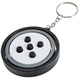 Spinx Gyroskop Fidget Schlüsselanhänger aus recyceltem Kunststoff, schwarz bedrucken, Art.-Nr. 12634290