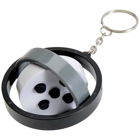 Spinx Gyroskop Fidget Schlüsselanhänger aus recyceltem Kunststoff, schwarz bedrucken, Art.-Nr. 12634290
