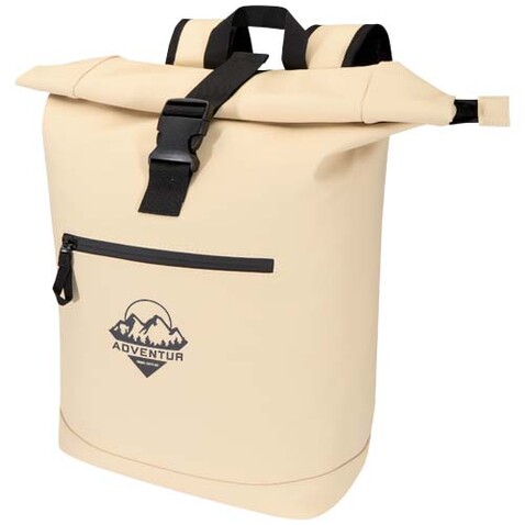 Resi Plus 15" GRS-recycelter Rolltop Rucksack 18 L, Oatmeal bedrucken, Art.-Nr. 13009307