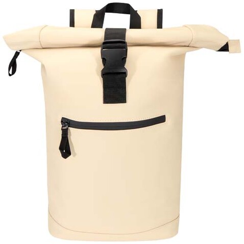 Resi Plus 15" GRS-recycelter Rolltop Rucksack 18 L, Oatmeal bedrucken, Art.-Nr. 13009307