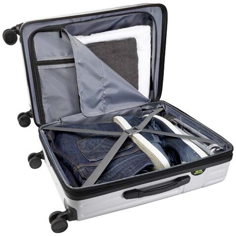 Rover 24" GRS-recycelter, erweiterbarer Trolley 70 L, silber bedrucken, Art.-Nr. 13009781