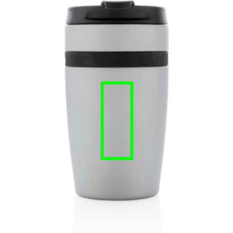 Sierra auslaufsicherer Vakuum-Becher silber, schwarz bedrucken, Art.-Nr. P432.802