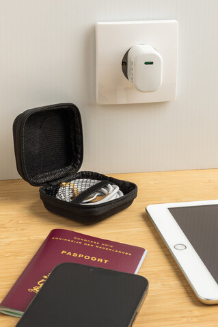 Boost 2-tlg. 20W Type-C Ladeset aus RCS recyceltem PET schwarz bedrucken, Art.-Nr. P301.2501