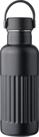 Recycelte Edelstahl-Trinkflasche mit doppelter Wand (500 ml) Lior – Schwarz bedrucken, Art.-Nr. 001999999_1267379