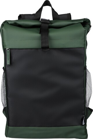 rPET-Polyester (600D) Rolltop-Rucksack Yani – Grün bedrucken, Art.-Nr. 004999999_1267404