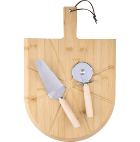 Pizzabrett Vale | Bambus | Mit Schneider und Spatula – Braun bedrucken, Art.-Nr. 011999999_1267535