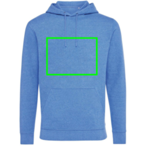 IQONIQ Torres ungefärbter Hoodie aus recycelter Baumwolle heather blue bedrucken, Art.-Nr. T9401.024.M