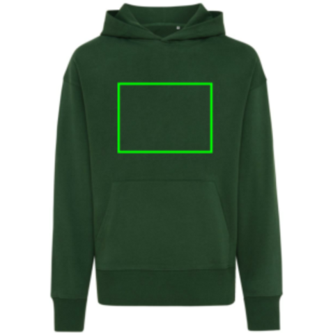 IQONIQ Yoho Relax-Hoodie aus recycelter Baumwolle forest green bedrucken, Art.-Nr. T9402.005.XXS