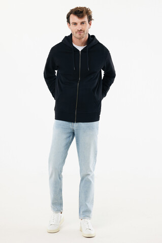IQONIQ Abisko Zip-Kapuzenpullover aus recycelter Baumwolle schwarz bedrucken, Art.-Nr. T9600.001.S