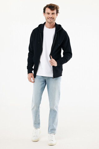 IQONIQ Abisko Zip-Kapuzenpullover aus recycelter Baumwolle schwarz bedrucken, Art.-Nr. T9600.001.S