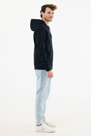 IQONIQ Abisko Zip-Kapuzenpullover aus recycelter Baumwolle schwarz bedrucken, Art.-Nr. T9600.001.S