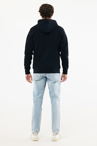 IQONIQ Abisko Zip-Kapuzenpullover aus recycelter Baumwolle schwarz bedrucken, Art.-Nr. T9600.001.S