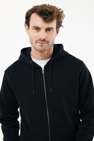 IQONIQ Abisko Zip-Kapuzenpullover aus recycelter Baumwolle schwarz bedrucken, Art.-Nr. T9600.001.S