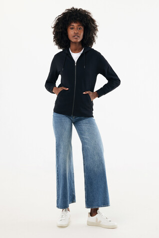 IQONIQ Abisko Zip-Kapuzenpullover aus recycelter Baumwolle schwarz bedrucken, Art.-Nr. T9600.001.S