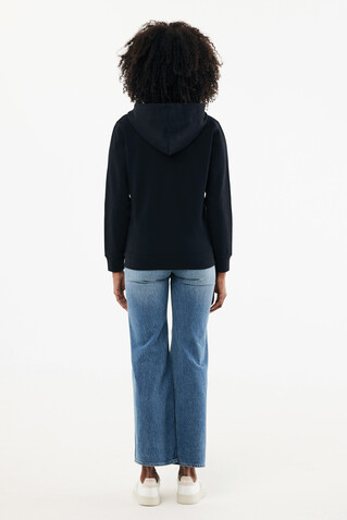 IQONIQ Abisko Zip-Kapuzenpullover aus recycelter Baumwolle schwarz bedrucken, Art.-Nr. T9600.001.S