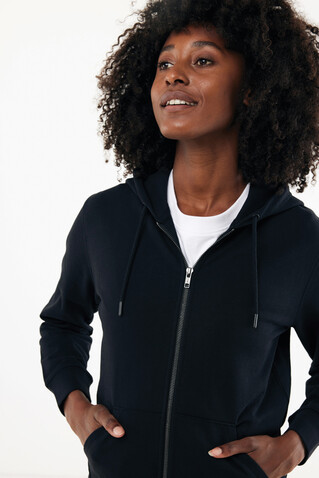 IQONIQ Abisko Zip-Kapuzenpullover aus recycelter Baumwolle schwarz bedrucken, Art.-Nr. T9600.001.S