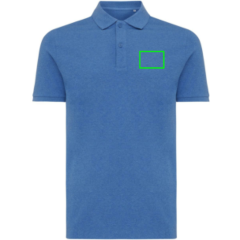 IQONIQ Yosemite Piqué-Poloshirt aus recycelter Baumwolle heather blue bedrucken, Art.-Nr. T9200.024.XL