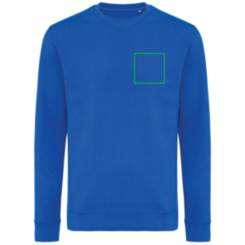IQONIQ Zion Rundhals-Sweater aus recycelter Baumwolle Königsblau bedrucken, Art.-Nr. T9300.025.XL