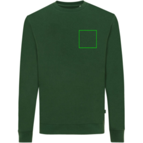 IQONIQ Zion Rundhals-Sweater aus recycelter Baumwolle forest green bedrucken, Art.-Nr. T9300.005.L