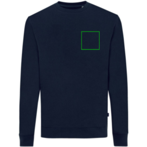 IQONIQ Zion Rundhals-Sweater aus recycelter Baumwolle navy blau bedrucken, Art.-Nr. T9300.002.5XL