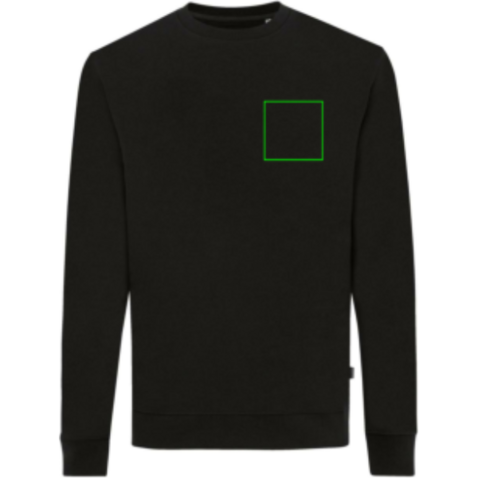 IQONIQ Zion Rundhals-Sweater aus recycelter Baumwolle schwarz bedrucken, Art.-Nr. T9300.001.4XL