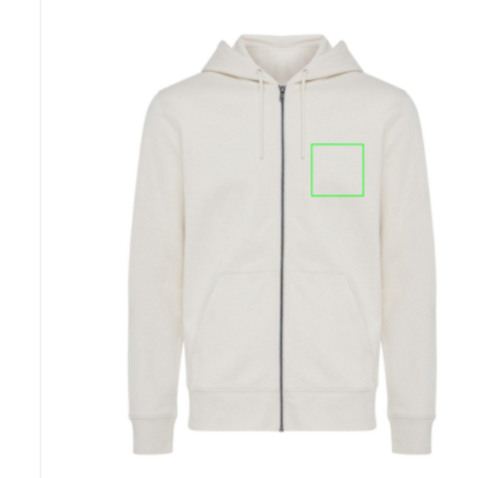 IQONIQ Abisko Zip-Kapuzenpullover aus recycelter Baumwolle natural raw bedrucken, Art.-Nr. T9600.018.XXXL