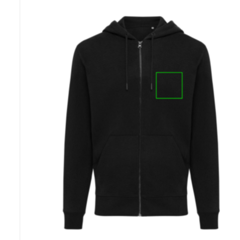 IQONIQ Abisko Zip-Kapuzenpullover aus recycelter Baumwolle schwarz bedrucken, Art.-Nr. T9600.001.S
