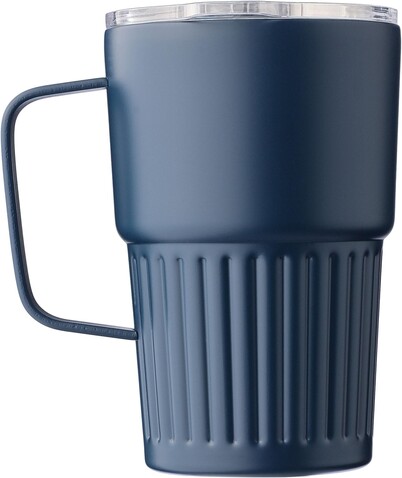 Recycelter Edelstahl-Reisebecher mit doppelter Wand (450 ml) von Calo – beige bedrucken, Art.-Nr. 357999999_1267377