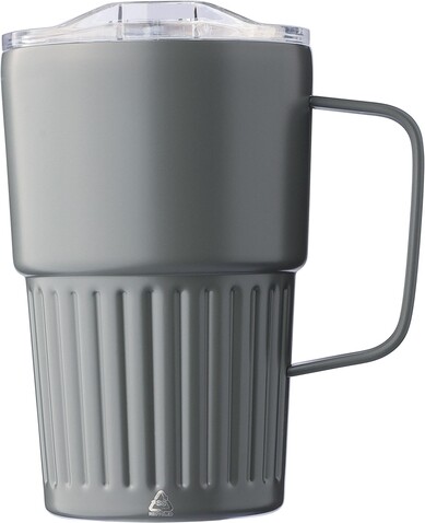 Recycelter Edelstahl-Reisebecher mit doppelter Wand (450 ml) von Calo – Grau bedrucken, Art.-Nr. 003999999_1267377