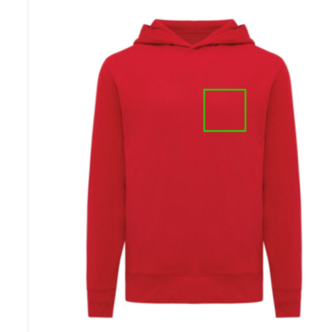 IQONIQ Yengo Hoodie mit Seitentaschen aus rec. Baumwolle rot bedrucken, Art.-Nr. T9405.029.XXS