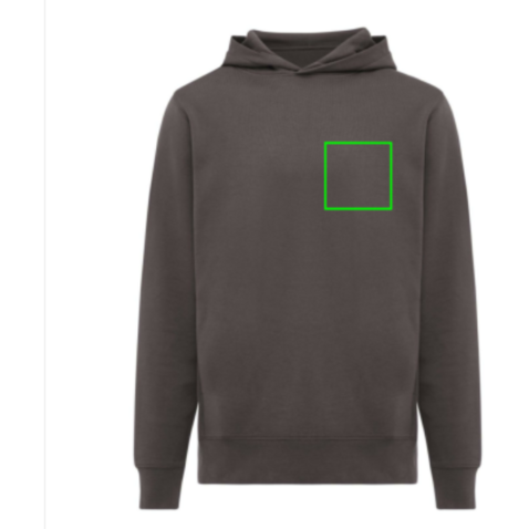 IQONIQ Yengo Hoodie mit Seitentaschen aus rec. Baumwolle anthrazit bedrucken, Art.-Nr. T9405.019.XXL