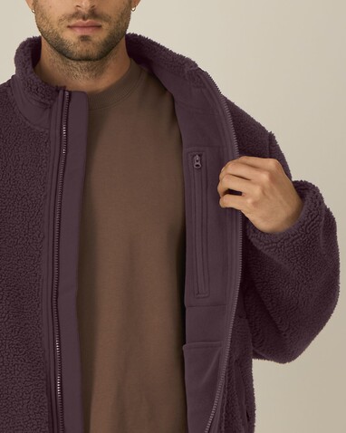 Brooker - Die Relaxed Unisex-Sherpajacke - Red Brown - L bedrucken, Art.-Nr. STJU248C1161L