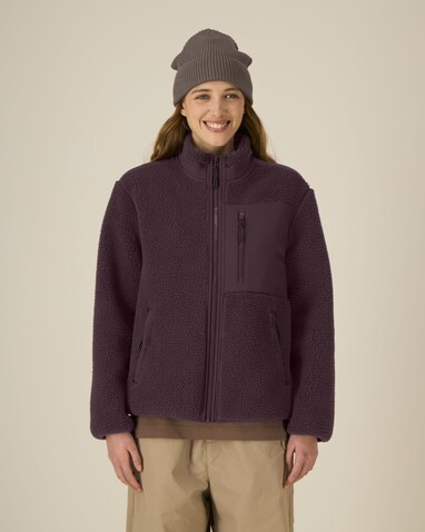 Brooker - Die Relaxed Unisex-Sherpajacke - Red Brown - S bedrucken, Art.-Nr. STJU248C1161S