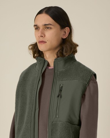 Liner - Die Unisex-Sherpaweste - Khaki - XS bedrucken, Art.-Nr. STJU249C223XS