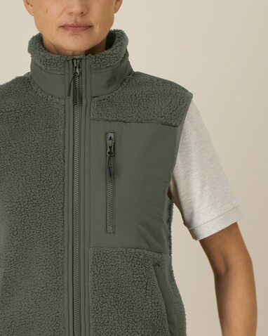 Liner - Die Unisex-Sherpaweste - Khaki - XS bedrucken, Art.-Nr. STJU249C223XS
