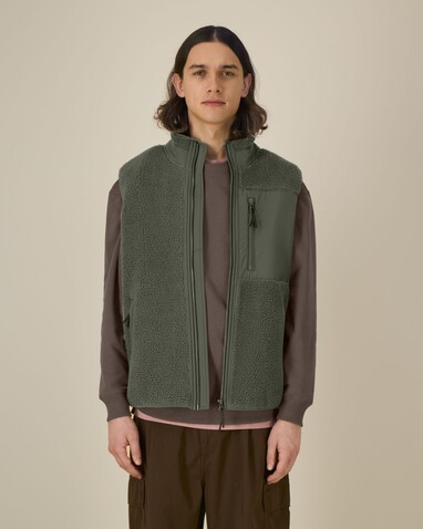 Liner - Die Unisex-Sherpaweste - Khaki - XL bedrucken, Art.-Nr. STJU249C2231X